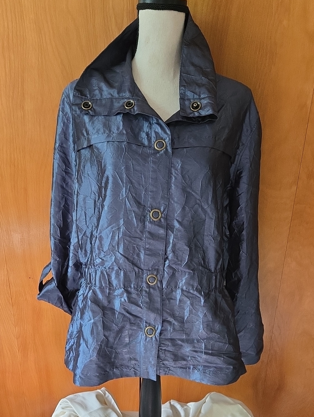Women's Navy Trench Coat with Button Front